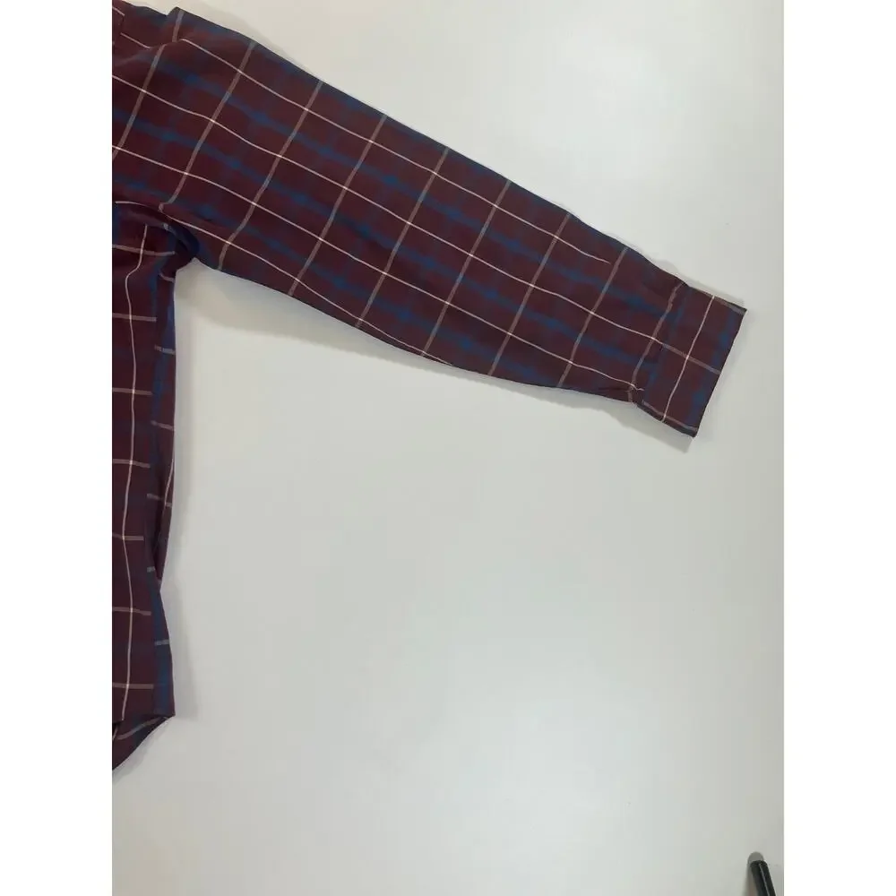 Vintage Hathaway Philadelphia Poplin Shirt Men L Plaid Made Hong Kong Button Up